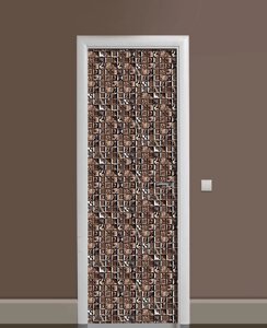 Наліпка на дверь Zatarga «Шоколадная мозаика» 650х2000 мм виниловая 3Д Наліпка декор самоклеящаяся