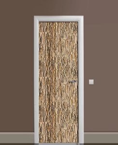 Наліпка на двері Zatarga «Стіна з пісковика» 650х2000 мм вінілова 3Д Наліпка декор самоклеюча