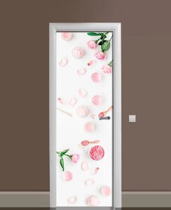 Наліпка на двері Zatarga «Суфле з троянди» 650х2000 мм вінілова 3Д Наліпка декор самоклеюча