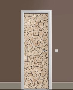 Наліпка на дверь Zatarga «Сухая глина» 650х2000 мм виниловая 3Д Наліпка декор самоклеящаяся
