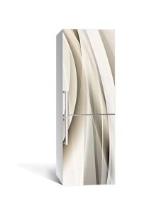 Наліпка на холодильник Zatarga "Бежева Абстракція 3Д" 600х1800 мм вінілова 3Д Наліпка декор на кухню