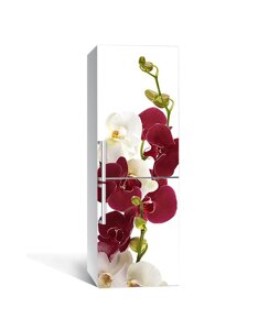 Наліпка на холодильник Zatarga «Бордові Орхідеї » 600х1800 мм вінілова 3Д Наліпка декор на кухню