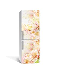 Наліпка на холодильник Zatarga «Порцелянові троянди» 600х1800 мм вінілова 3Д Наліпка декор на кухню