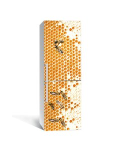 Наліпка на холодильник Zatarga «Бджолині стільники» 600х1800 мм вінілова 3Д Наліпка декор на кухню