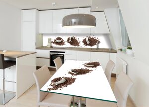 Наліпка на стіл Zatarga Чашки і зерна кави 600х1200 мм для будинків, квартир, столів, кофеєнь, кафе