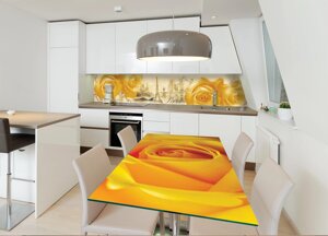 Наліпка на стіл Zatarga  Жовта троянда 600х1200 мм для будинків, квартир, столів, кав'ярень, кафе