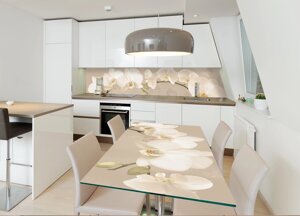 Наліпка на стіл Zatarga  Орхідея беж 02 600х1200 мм для будинків, квартир, столів, кав'ярень, кафе