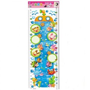 Наклейка на стіну UKC Baby Play дитячий ростомір Підводний світ 78х24 см Різнокольоровий (33012)