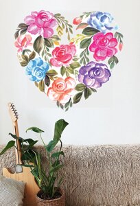 Вінілова Наліпка Zatarga Серце з квітів 500x465мм
