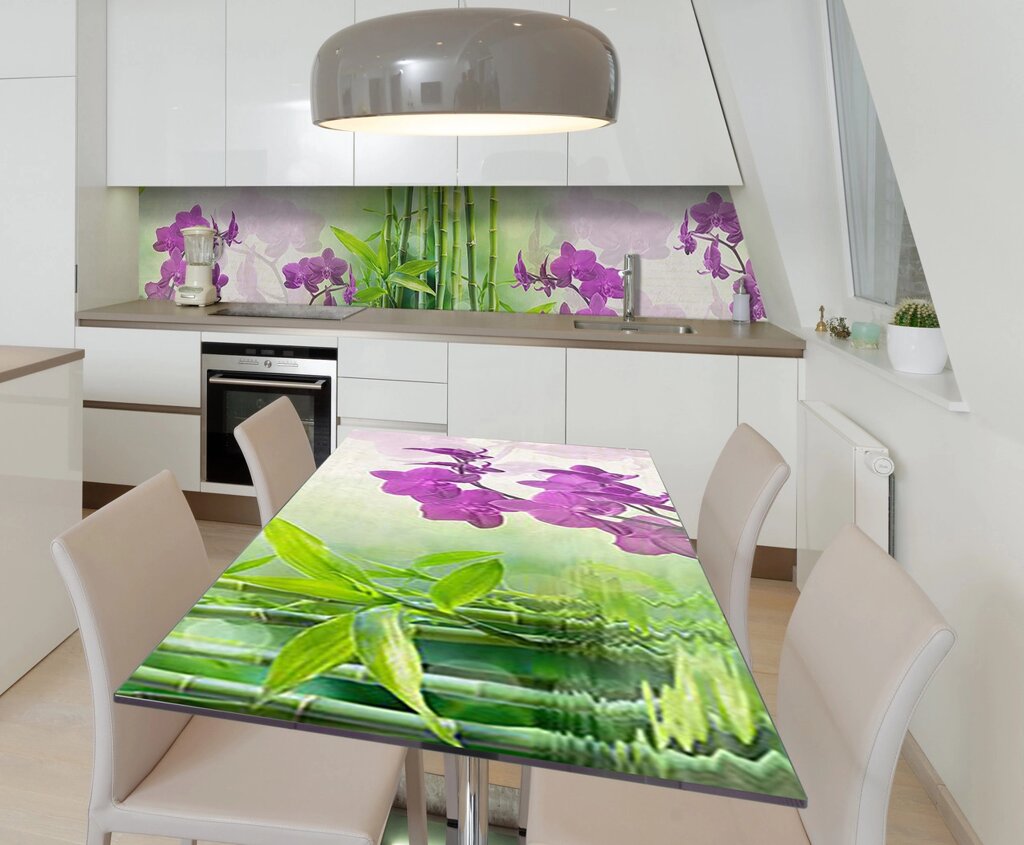 Наліпка 3Д вінілова на стіл Zatarga «3Д бамбук Орхідеї» 600х1200 мм для будинків, квартир, столів, від компанії інтернет-магазин "БИТПРОМТОРГ" - фото 1
