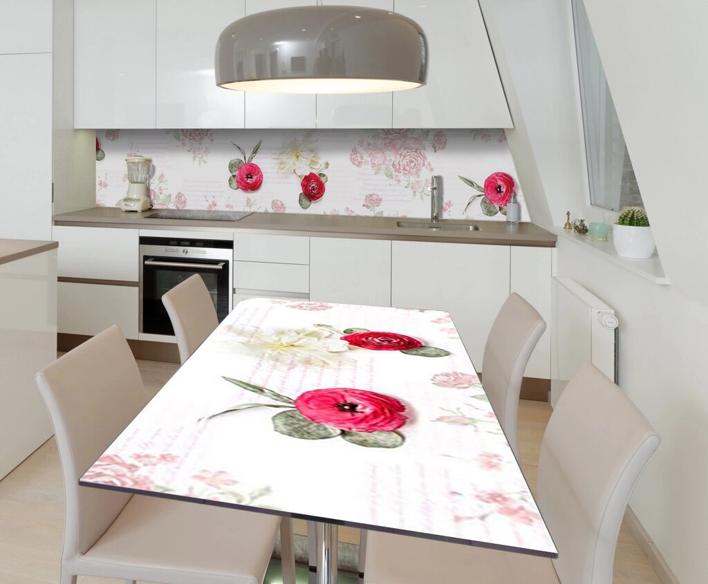 Наліпка 3Д вінілова на стіл Zatarga «3Д Червоні Троянди» 600х1200 мм для будинків, квартир, столів, кофеєнь, від компанії інтернет-магазин "БИТПРОМТОРГ" - фото 1