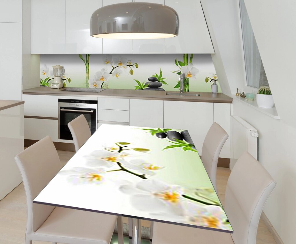 Наліпка 3Д вінілова на стіл Zatarga «Аромати в саду орхідей» 600х1200 мм для будинків, квартир, столів, від компанії інтернет-магазин "БИТПРОМТОРГ" - фото 1