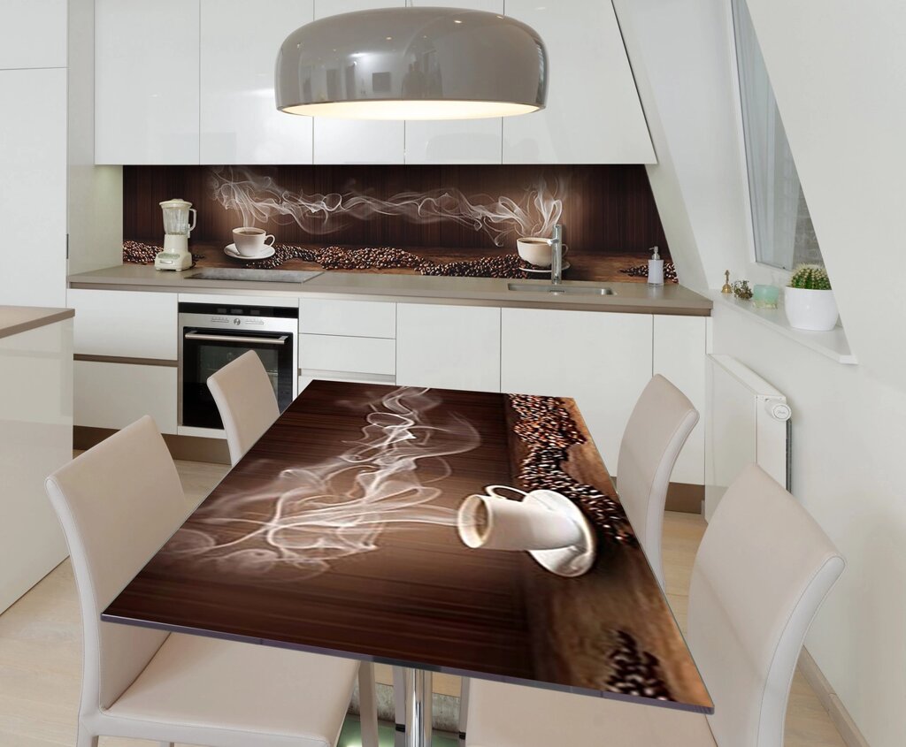 Наліпка 3Д вінілова на стіл Zatarga «Кавовий аромат» 600х1200 мм для будинків, квартир, столів, кофеєнь, від компанії інтернет-магазин "БИТПРОМТОРГ" - фото 1