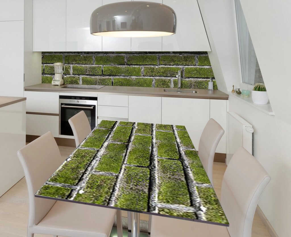 Наліпка 3Д вінілова на стіл Zatarga «Мох на цегляній стіні» 600х1200 мм для будинків, квартир, столів, від компанії інтернет-магазин "БИТПРОМТОРГ" - фото 1