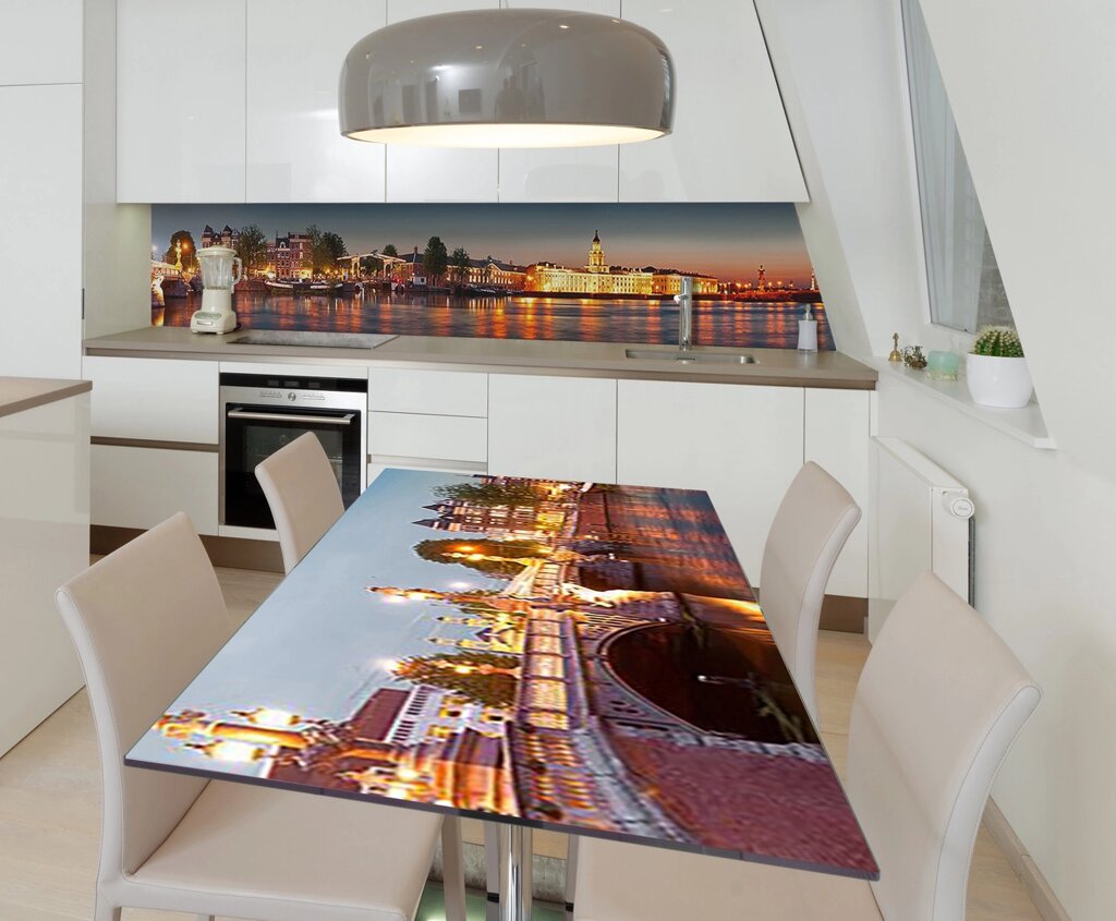 Наліпка 3Д вінілова на стіл Zatarga «Нічний Амстердам» 600х1200 мм для будинків, квартир, столів, кофеєнь, від компанії інтернет-магазин "БИТПРОМТОРГ" - фото 1