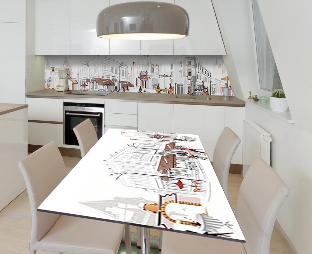 Наліпка 3Д вінілова на стіл Zatarga «Празький ланч» 600х1200 мм для будинків, квартир, столів, кофеєнь, кафе від компанії інтернет-магазин "БИТПРОМТОРГ" - фото 1