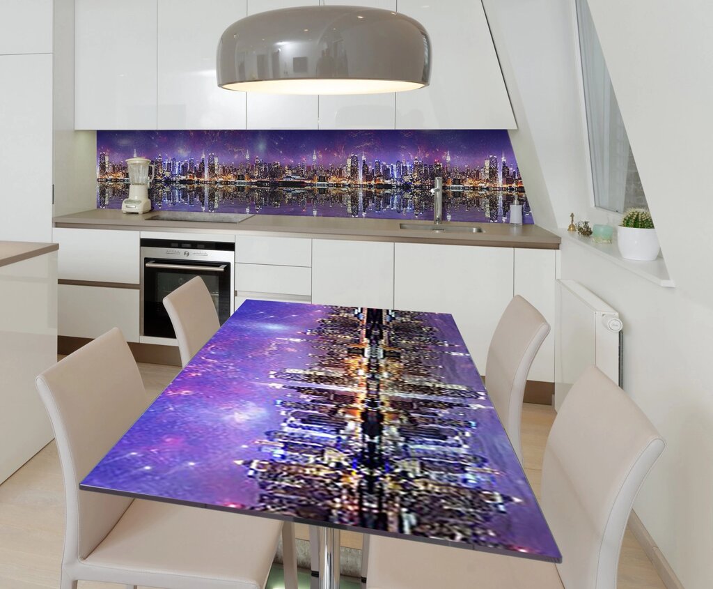 Наліпка 3Д вінілова на стіл Zatarga «Вогні великого міста» 600х1200 мм для будинків, квартир, столів, від компанії інтернет-магазин "БИТПРОМТОРГ" - фото 1