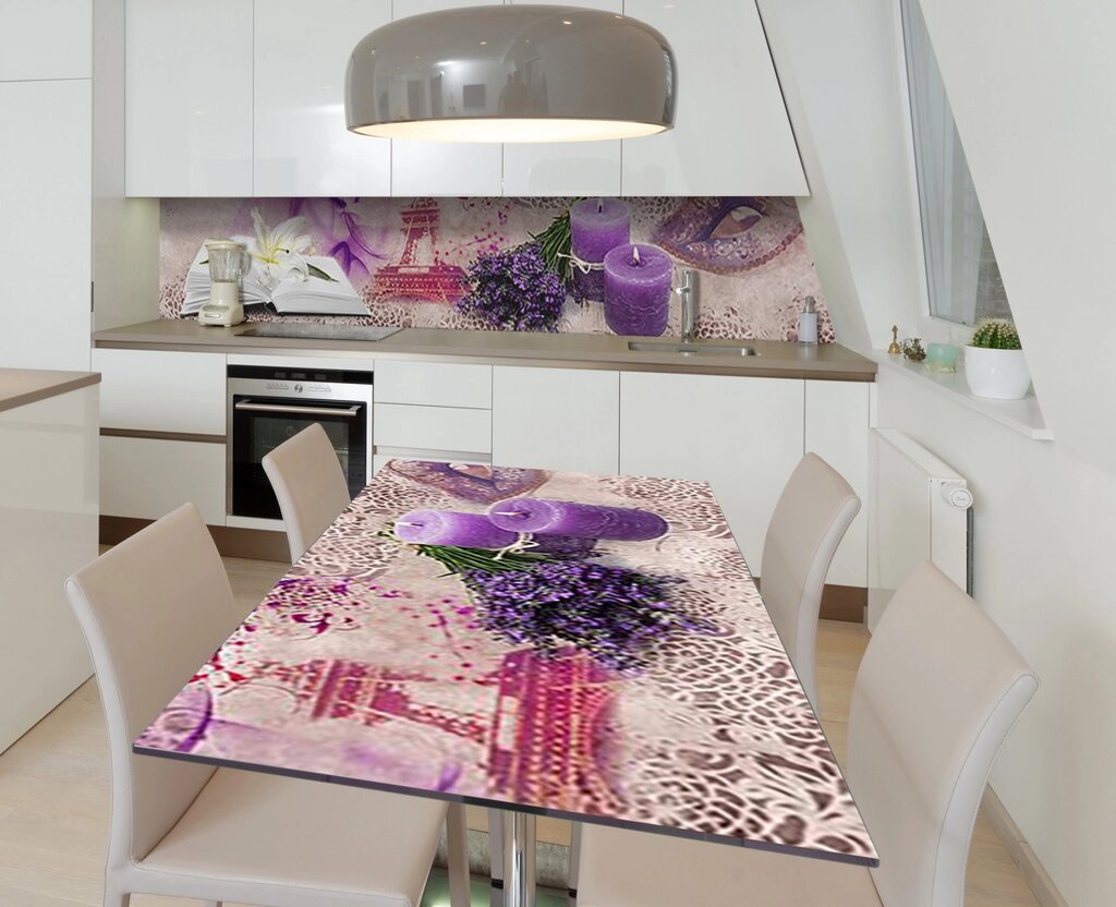 Наліпка 3Д виниловая на стол Zatarga «Аромат лавандовой свечи» 600х1200 мм для домов, квартир, столов, від компанії інтернет-магазин "БИТПРОМТОРГ" - фото 1