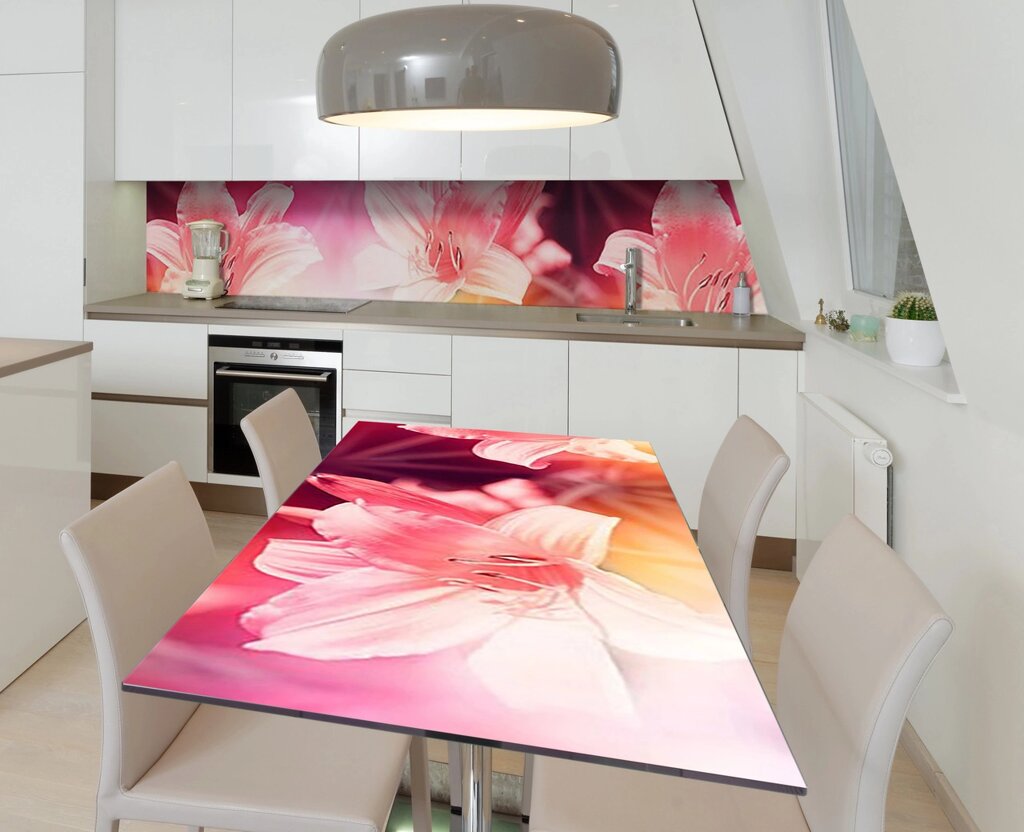 Наліпка 3Д виниловая на стол Zatarga «Аромат лилий» 600х1200 мм для домов, квартир, столов, кофейн, кафе від компанії інтернет-магазин "БИТПРОМТОРГ" - фото 1