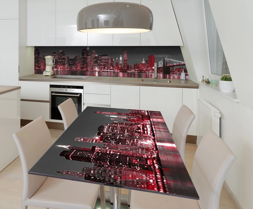 Наліпка 3Д виниловая на стол Zatarga «Багрец ночного города» 600х1200 мм для домов, квартир, столов, кофейн, від компанії інтернет-магазин "БИТПРОМТОРГ" - фото 1