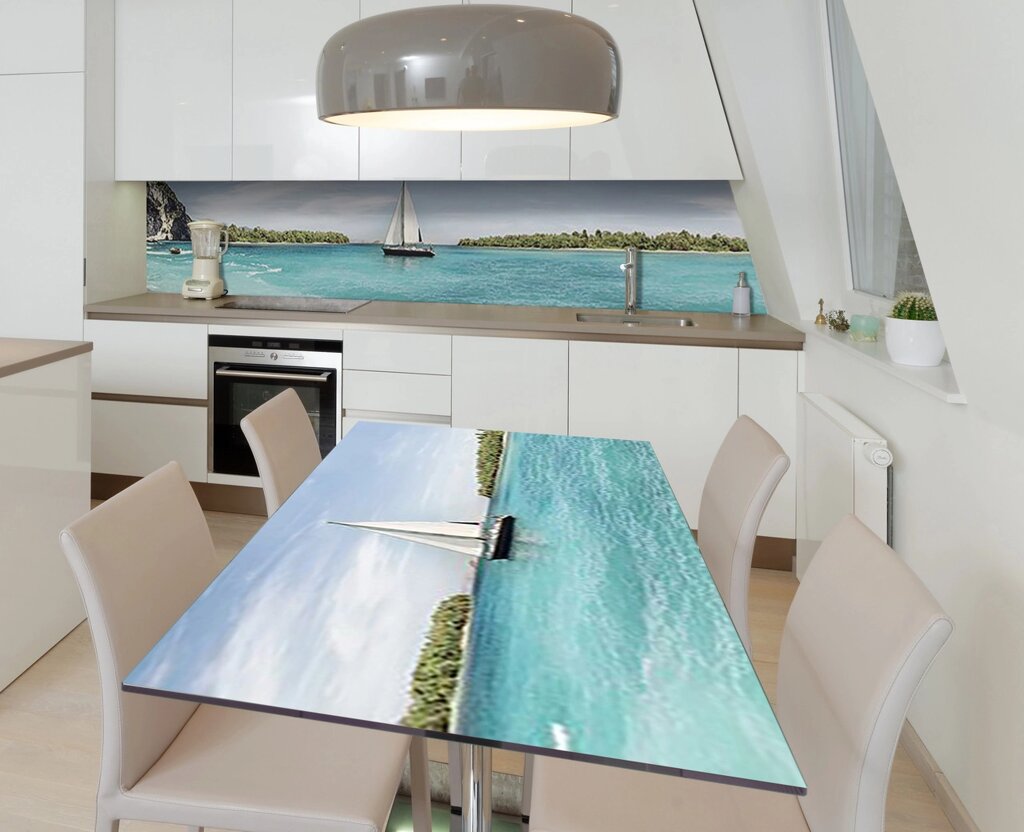 Наліпка 3Д виниловая на стол Zatarga «Белеет парус одинокий» 600х1200 мм для домов, квартир, столов, кофейн, від компанії інтернет-магазин "БИТПРОМТОРГ" - фото 1