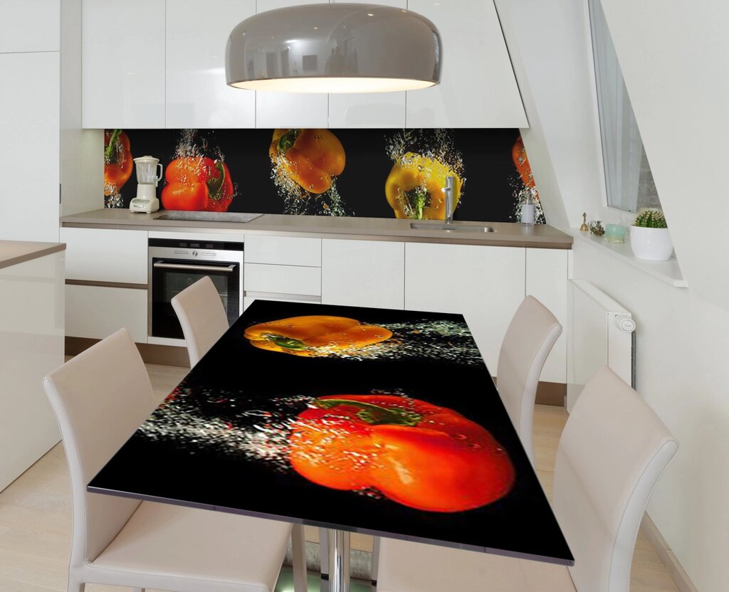 Наліпка 3Д виниловая на стол Zatarga «Болгарский перец» 600х1200 мм для домов, квартир, столов, кофейн, кафе від компанії інтернет-магазин "БИТПРОМТОРГ" - фото 1