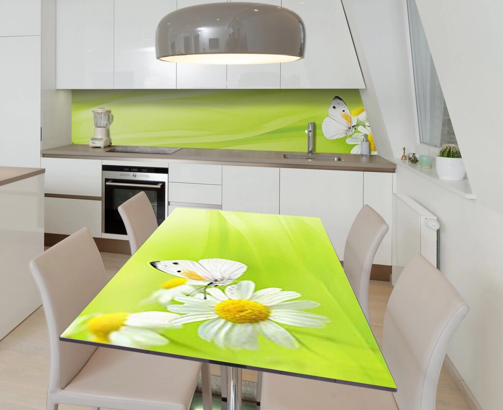 Наліпка 3Д виниловая на стол Zatarga «Молодая зелень» 600х1200 мм для домов, квартир, столов, кофейн, кафе від компанії інтернет-магазин "БИТПРОМТОРГ" - фото 1