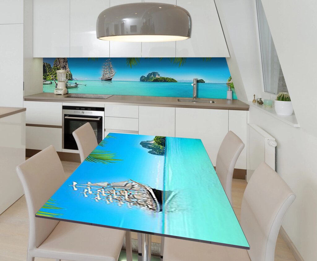 Наліпка 3Д виниловая на стол Zatarga «На всех парусах» 600х1200 мм для домов, квартир, столов, кофейн, кафе від компанії інтернет-магазин "БИТПРОМТОРГ" - фото 1