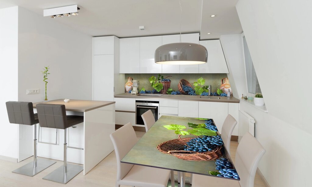 Наліпка 3Д виниловая на стол Zatarga «Синий Виноград» 600х1200 мм для домов, квартир, столов, кофейн, від компанії інтернет-магазин "БИТПРОМТОРГ" - фото 1