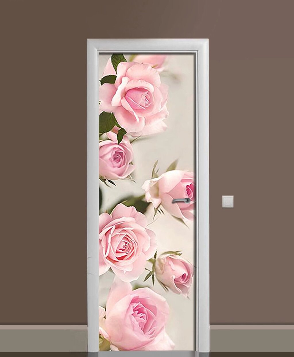 Наліпка на двері Zatarga «клейкий Рожеві Бутони Троянди » 650х2000 мм вінілова 3Д Наліпка декор від компанії інтернет-магазин "БИТПРОМТОРГ" - фото 1