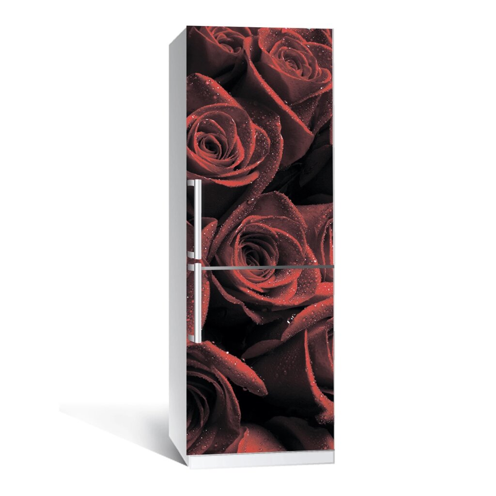 Наліпка на холодильник Zatarga Червоні троянди 650х2000 мм вінілова 3Д Наліпка декор на кухню самоклеюча від компанії інтернет-магазин "БИТПРОМТОРГ" - фото 1