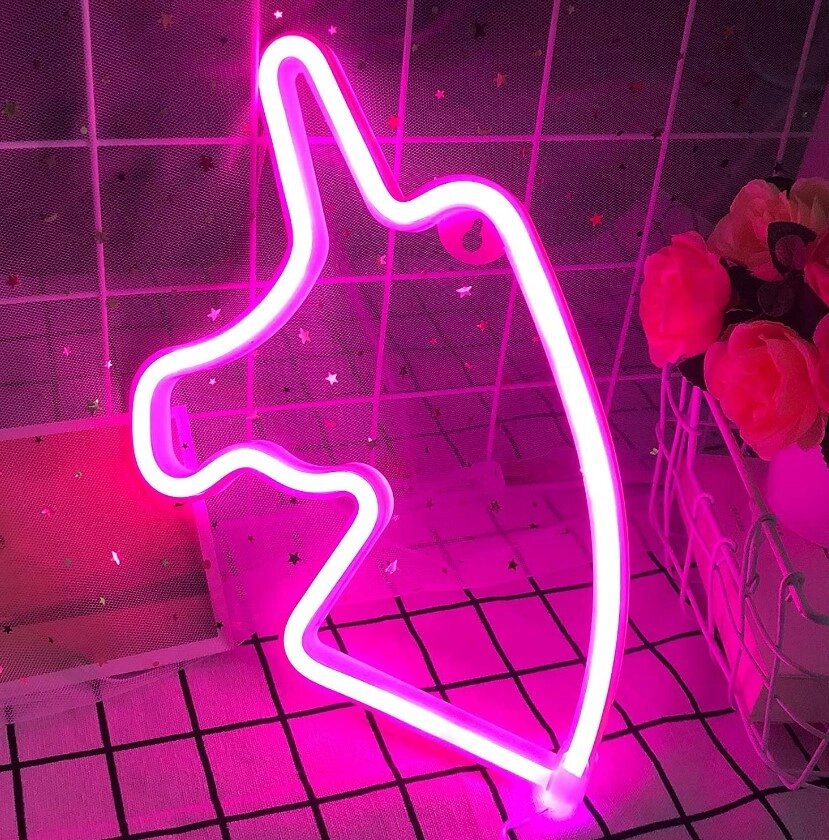 Настінний неоновий світильник нічник Єдиноріг рожевий Angel від компанії інтернет-магазин "БИТПРОМТОРГ" - фото 1