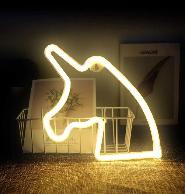 Настінний неоновий світильник нічник Єдиноріг жовтий Angel від компанії інтернет-магазин "БИТПРОМТОРГ" - фото 1