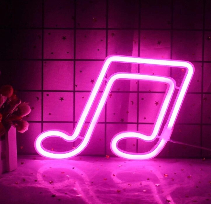 Настінний неоновий світильник нічник Мелодія рожева Angel від компанії інтернет-магазин "БИТПРОМТОРГ" - фото 1