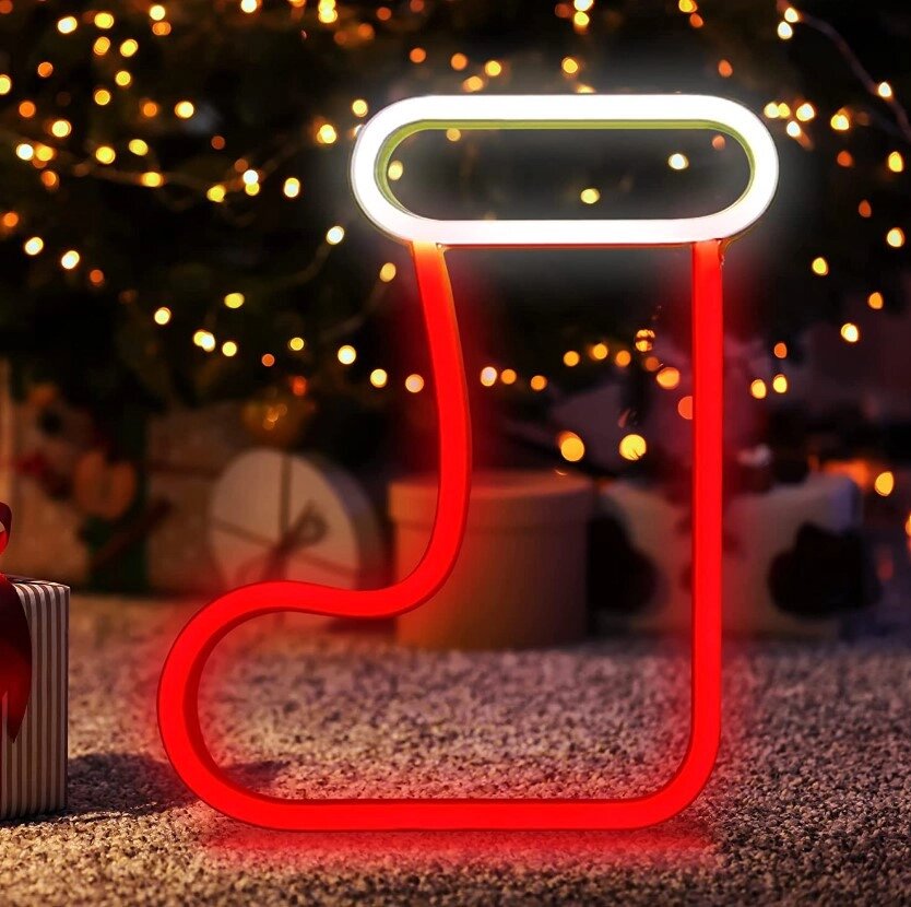 Настінний неоновий світильник нічник Різдвяний чобіток Angel від компанії інтернет-магазин "БИТПРОМТОРГ" - фото 1