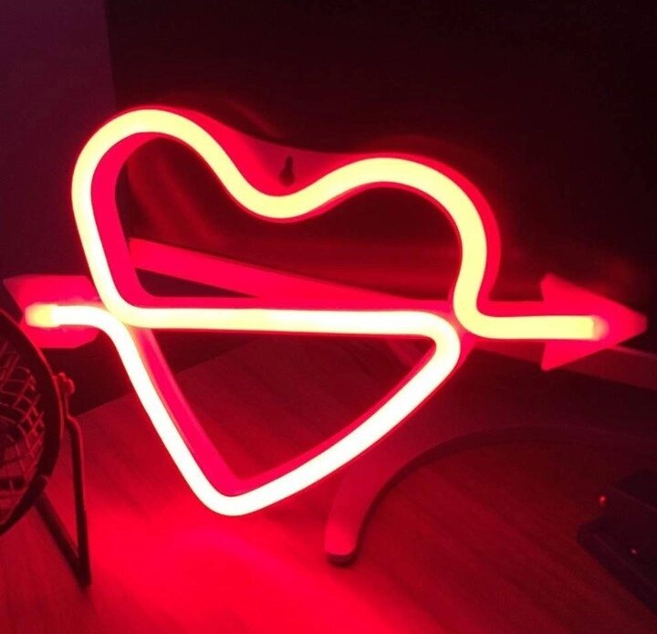 Настінний неоновий світильник нічник Серце Купідона червоне Angel від компанії інтернет-магазин "БИТПРОМТОРГ" - фото 1