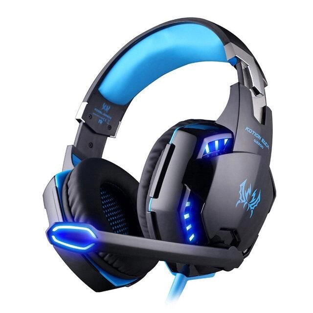 Навушники гарнітура ігрові з підсвічуванням Kotion Each G2000 Blue з підсвічуванням (006110) від компанії інтернет-магазин "БИТПРОМТОРГ" - фото 1
