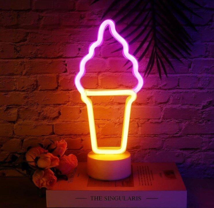Нічник неоновий лампа світильник Морозиво Ріжок SWF від компанії інтернет-магазин "БИТПРОМТОРГ" - фото 1