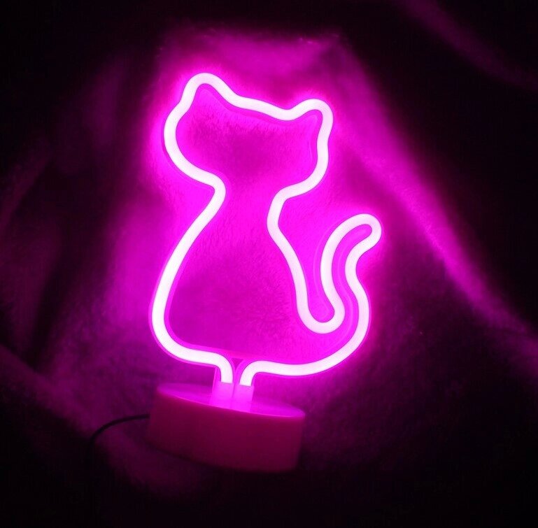 Нічник неоновий лампа світильник SWF Кішка рожева new від компанії інтернет-магазин "БИТПРОМТОРГ" - фото 1