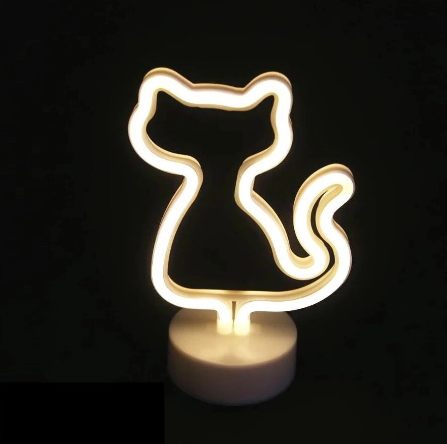 Нічник неоновий лампа світильник SWF Кішка жовта new від компанії інтернет-магазин "БИТПРОМТОРГ" - фото 1