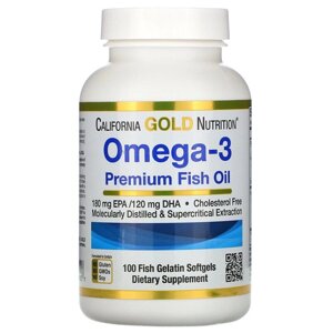 Омега-3, риб'ячий жир преміальної якості, Omega-3, Premium Fish Oil, California Gold Nutrition, 100 рибно-желатинових