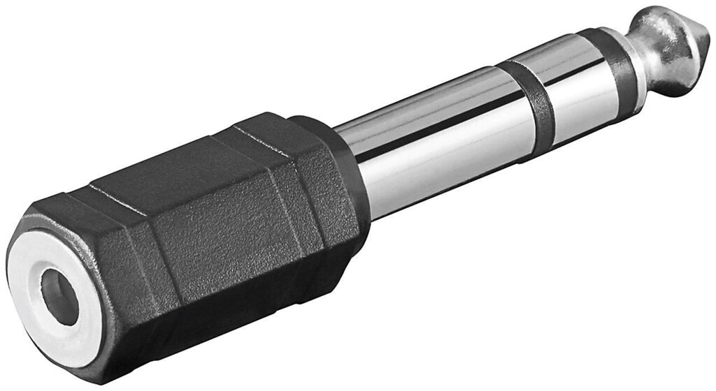 Перехідник аудіо Goobay Jack 3.5mm 3pin-6.3mm F/M адаптер Stereo Plastic чорний (75.01.1100) від компанії інтернет-магазин "БИТПРОМТОРГ" - фото 1