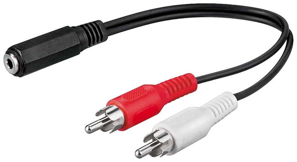 Перехідник аудіо Goobay Jack 3.5mm 3pin-RCAx2 F/M 0.2m AWG29 Red/White чорний (75.05.0092) від компанії інтернет-магазин "БИТПРОМТОРГ" - фото 1