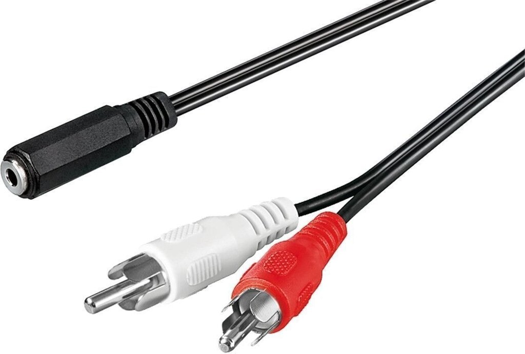 Перехідник аудіо Goobay Jack 3.5mm 3pin-RCAx2 F/M 1.4m плаский AWG29 2x2.6mm чорний (75.03.3752) від компанії інтернет-магазин "БИТПРОМТОРГ" - фото 1