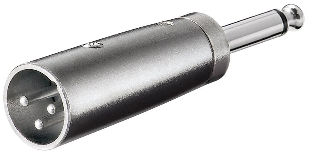 Перехідник аудіо Goobay XLR 3p-Jack 6.3mm M/M адаптер Mono Metal корпус срібний (75.02.7452) від компанії інтернет-магазин "БИТПРОМТОРГ" - фото 1