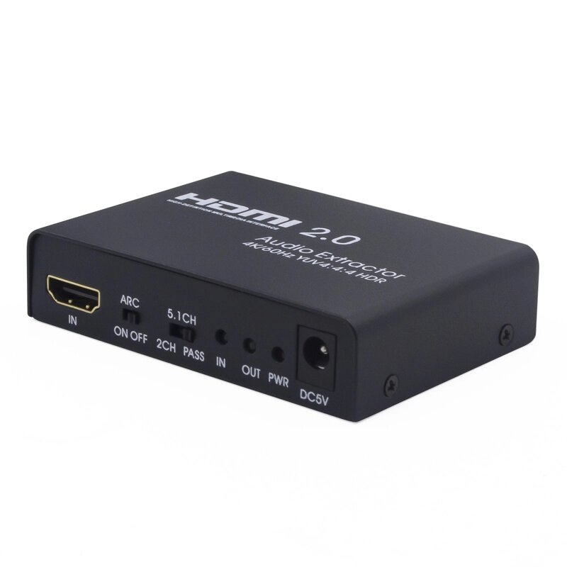 Перехідник аудіо Lucom HDMI-Toslink F/F +RCA/3.5mm Extractor 4K@60Hz чорний (62.09.8065) від компанії інтернет-магазин "БИТПРОМТОРГ" - фото 1