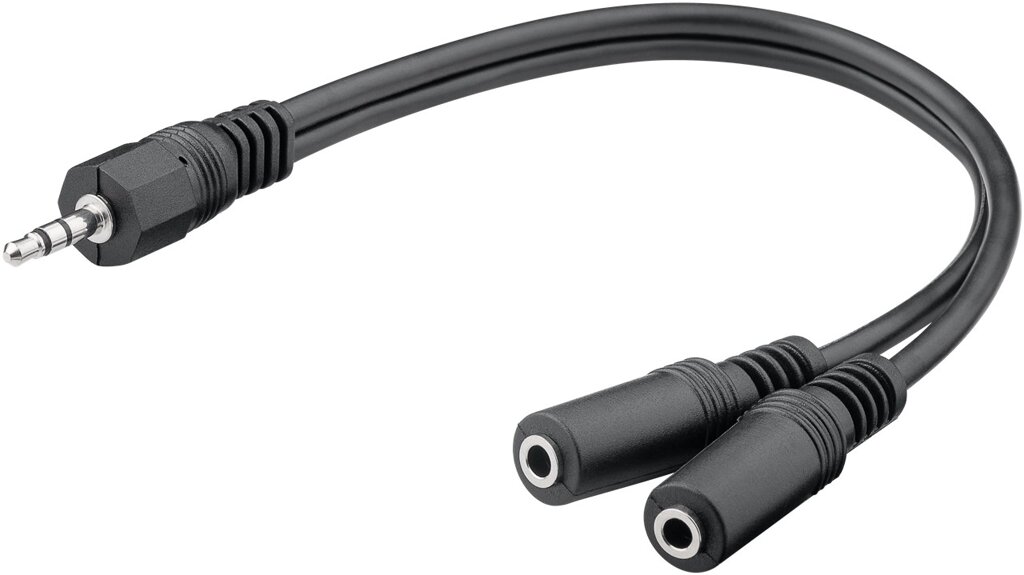 Перехідник аудіо Lucom Jack 3.5mm 3pin 1x2 M/F (Splitter) 0.2m Stereo-Stereo Nickel AUX чорний (62.09.8144) від компанії інтернет-магазин "БИТПРОМТОРГ" - фото 1