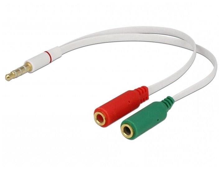 Перехідник аудіо Lucom Jack 3.5mm 4pin-3.5mm 3pinx2 M/F 0.2m (L-R-Gnd-Mic) CTIA-Standart білий (62.09.8145) від компанії інтернет-магазин "БИТПРОМТОРГ" - фото 1