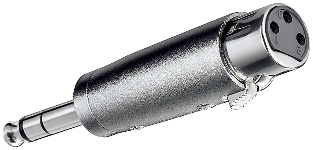 Перехідник аудіо Lucom XLR 3p-Jack 6.3mm F/M адаптер Stereo Metal корпус срібний (25.02.5171) від компанії інтернет-магазин "БИТПРОМТОРГ" - фото 1