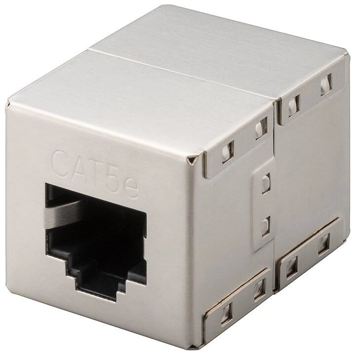 Перехідник мережевий Goobay RJ45 STP5e F/F 1:1 Metal PCB Shielded срібний (75.01.5027) від компанії інтернет-магазин "БИТПРОМТОРГ" - фото 1